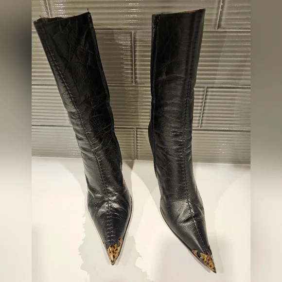 Roberto Cavalli Black Leather Heeled Boots - Picture 10 of 15